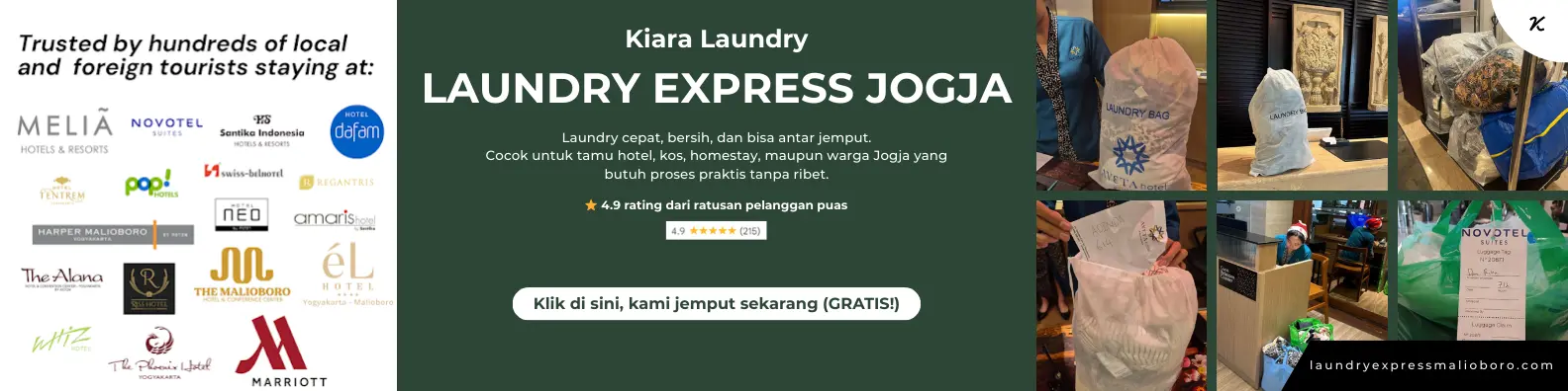 banner laundry express jogja dan testimonial